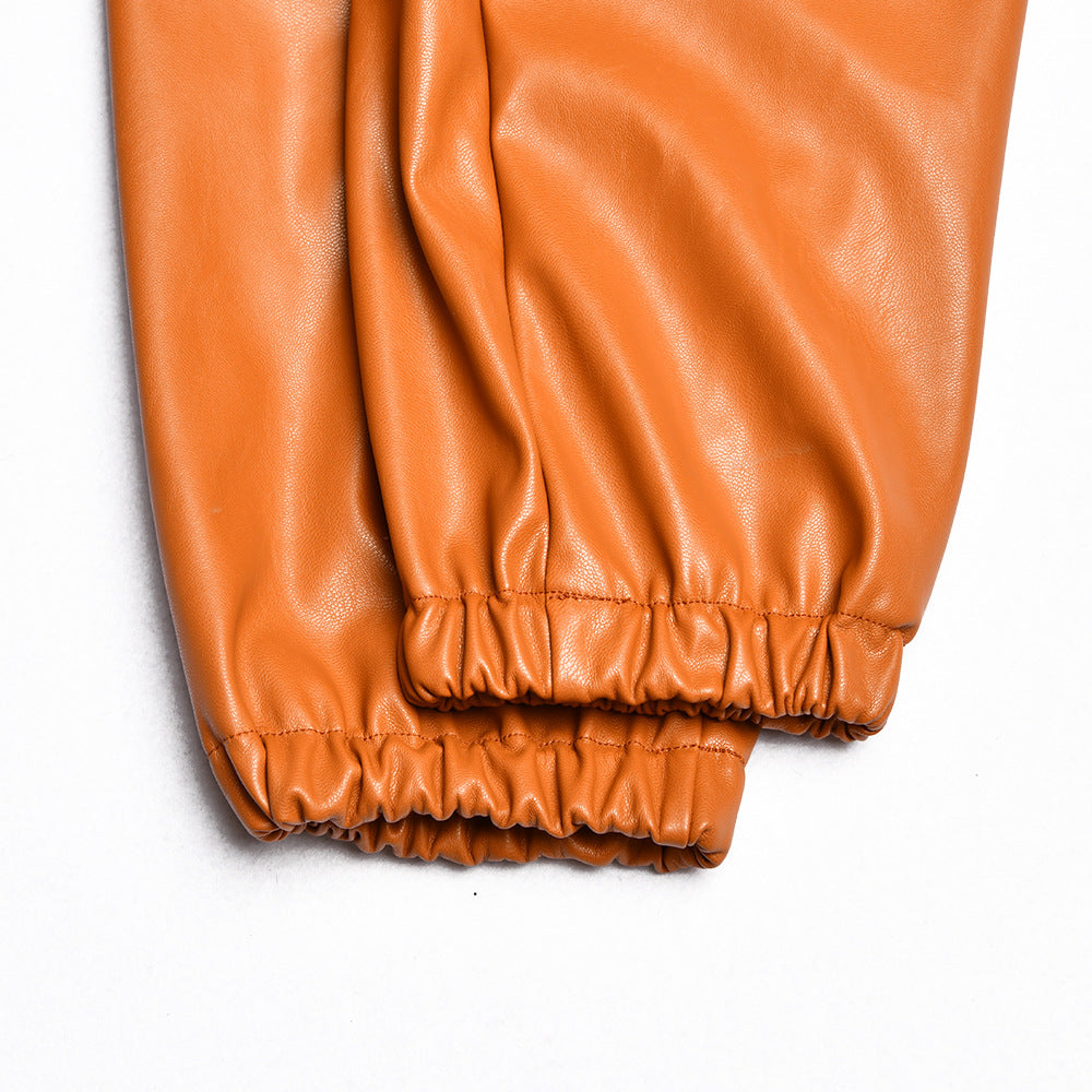 Hayley Vegan Leather Pull Waist Trousers