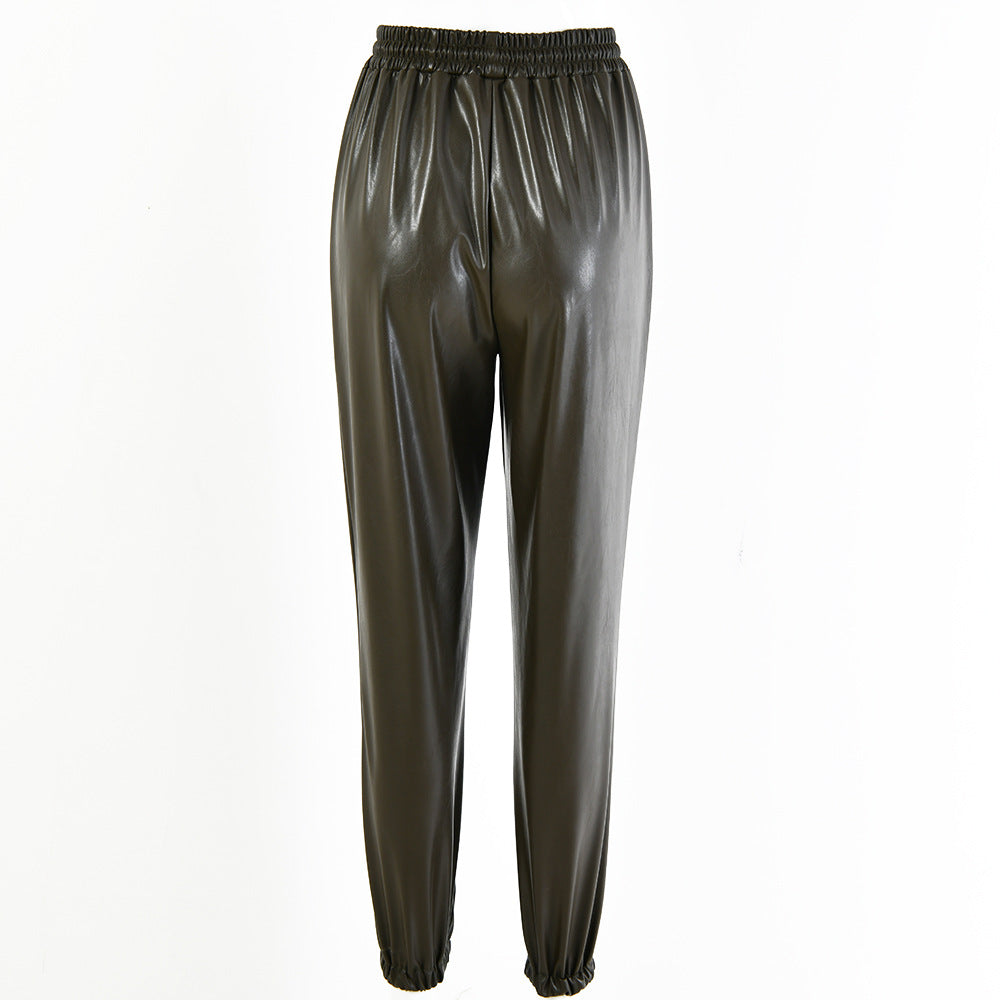 Hayley Vegan Leather Pull Waist Trousers